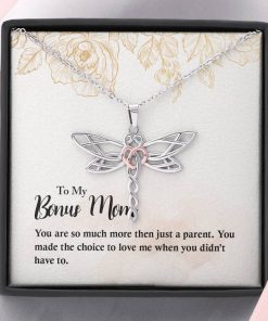 To My Bonus Mom You Made The Choice To Love Me Dragonfly Dreams Necklace 3