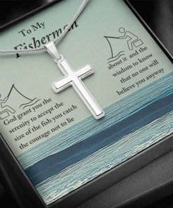 To My Fisherman God Grant You The Serenity To Accept The Size Of The Fish Artisan Cross Necklace 1