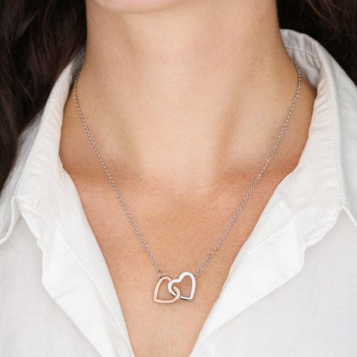 To My Granddaughter Once Upon A Time I Asked God For An Angel And He Sent Me You Interlocking Heart Necklace 2