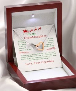 To My Granddaughter Sometimes It’s Hard To Find Words To Tell You How Much You Mean To Me Interlocking Heart Necklace 2