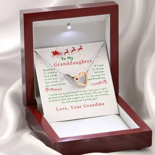 To My Granddaughter Sometimes It’s Hard To Find Words To Tell You How Much You Mean To Me Interlocking Heart Necklace 2