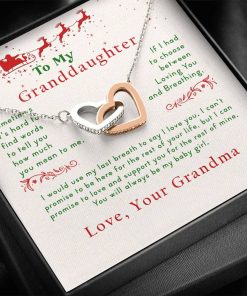 To My Granddaughter Sometimes It’s Hard To Find Words To Tell You How Much You Mean To Me Interlocking Heart Necklace 3