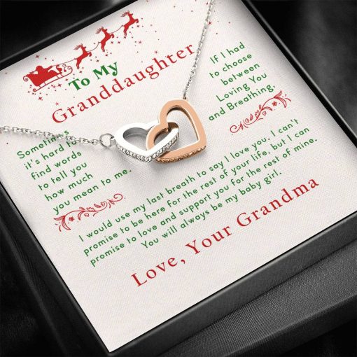 To My Granddaughter Sometimes It’s Hard To Find Words To Tell You How Much You Mean To Me Interlocking Heart Necklace 3