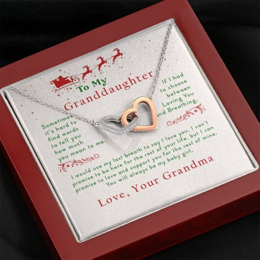 To My Granddaughter Sometimes It’s Hard To Find Words To Tell You How Much You Mean To Me Interlocking Heart Necklace