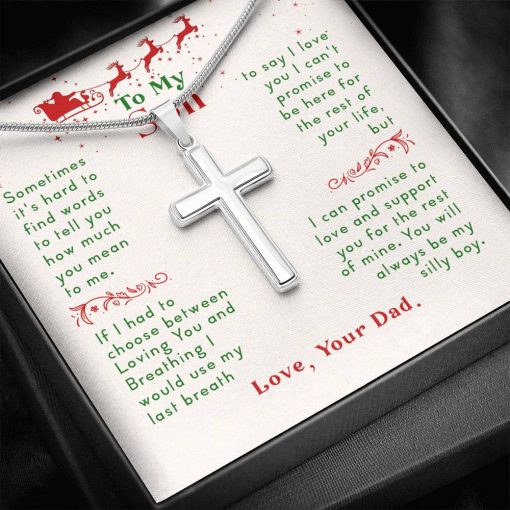 To My Grandson Sometimes It’s Hard To Find Words To Tell You How Much You Mean To Me Your Dad Artisan Cross Necklace 3