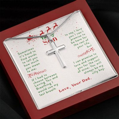 To My Grandson Sometimes It’s Hard To Find Words To Tell You How Much You Mean To Me Your Dad Artisan Cross Necklace 4