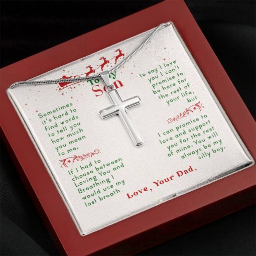 To My Grandson Sometimes It’s Hard To Find Words To Tell You How Much You Mean To Me Your Dad Artisan Cross Necklace 4