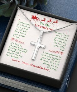 To My Grandson Sometimes It’s Hard To Find Words To Tell You How Much You Mean To Me Your Grandfather Artisan Cross Necklace 1