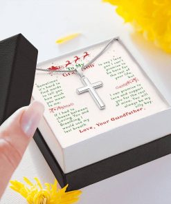 To My Grandson Sometimes It’s Hard To Find Words To Tell You How Much You Mean To Me Your Grandfather Artisan Cross Necklace