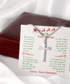 To My Grandson Sometimes It’s Hard To Find Words To Tell You How Much You Mean To Me Your Grandma Artisan Cross Necklace 2