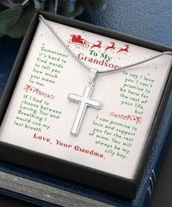To My Grandson Sometimes It’s Hard To Find Words To Tell You How Much You Mean To Me Your Grandma Artisan Cross Necklace 3