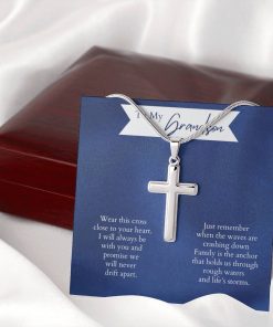 To My Grandson Wear This Cross Close To Your Heart I Will Always Be With You Artisan Cross Necklace 3