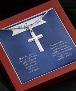 To My Grandson Wear This Cross Close To Your Heart I Will Always Be With You Artisan Cross Necklace 4