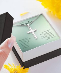 To My Grandson Wear This Cross Close To Your Heart Just Remember When The Waves Are Crashing Down Artisan Cross Necklace 2