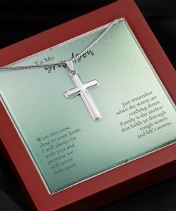 To My Grandson Wear This Cross Close To Your Heart Just Remember When The Waves Are Crashing Down Artisan Cross Necklace 4