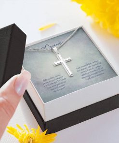 To My Grandson Wear This Cross Close To Your Heart We Will Never Drift Apart Artisan Cross Necklace 3