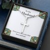 To My Husband I Love You To The Center Field Fence And Back Artisan Cross Necklace