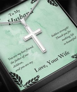 To My Husband You Are My Best Friend The Father Of Our Children Artisan Cross Necklace 1