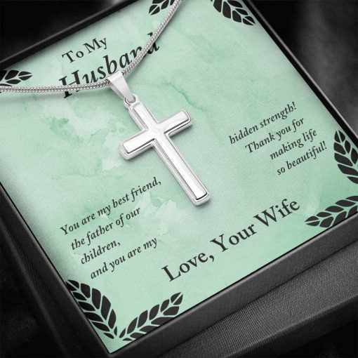 To My Husband You Are My Best Friend The Father Of Our Children Artisan Cross Necklace 1