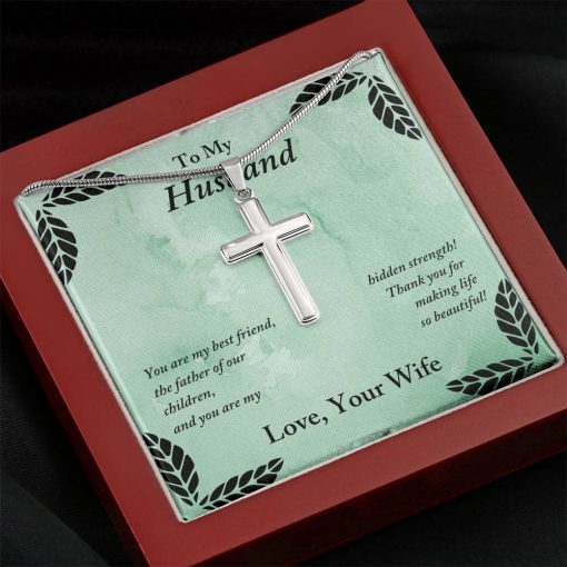 To My Husband You Are My Best Friend The Father Of Our Children Artisan Cross Necklace 3
