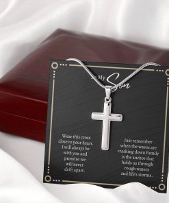 To My I Will Always Be With You Family Is The Anchor That Hold Us Artisan Cross Necklace 1