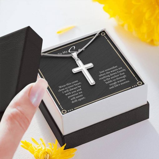 To My I Will Always Be With You Family Is The Anchor That Hold Us Artisan Cross Necklace 2