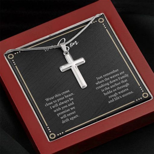 To My I Will Always Be With You Family Is The Anchor That Hold Us Artisan Cross Necklace 3