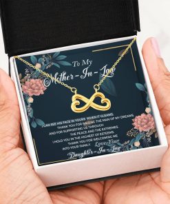 To My Mother In Law I Can See His Face In Yours When It Gleams Infinity Heart Necklace