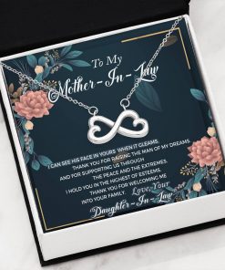 To My Mother In Law I Can See His Face In Yours When It Gleams Infinity Heart Necklace 3