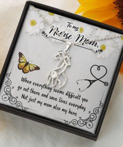 To My Nurse Mom When Everything Seems Difficult You Go Out There And Save Lives Everyday Graceful Love Giraffe Necklace 3