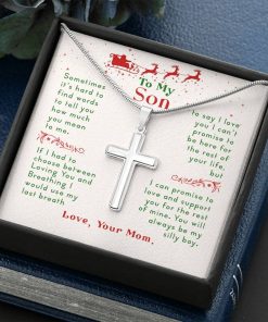 To My Son Sometimes It’s Hard To Find Words To Tell You How Much You Mean To Me Your Mom Artisan Cross Necklace 1