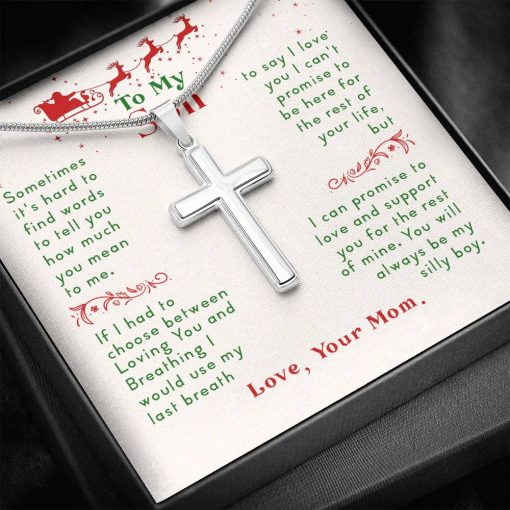 To My Son Sometimes It’s Hard To Find Words To Tell You How Much You Mean To Me Your Mom Artisan Cross Necklace 3