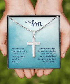 To My Son Wear This Cross Just Remember Family Is The Anchor That Hold Us Artisan Cross Necklace 2