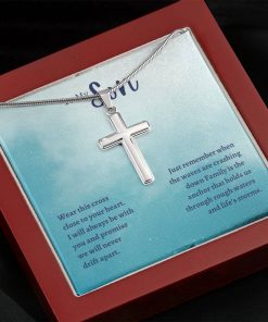 To My Son Wear This Cross Just Remember Family Is The Anchor That Hold Us Artisan Cross Necklace 4