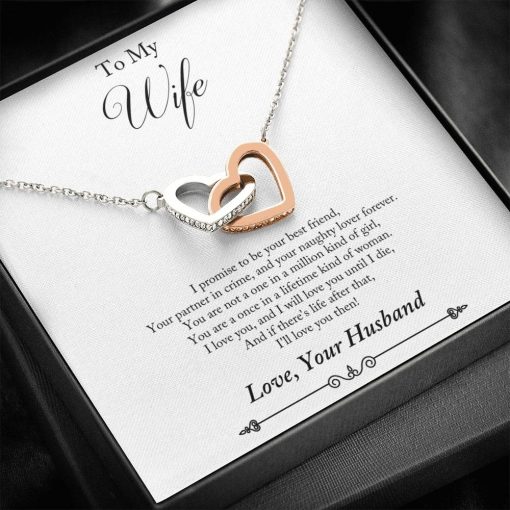 To My Wife I Promise To Be Your Best Friend I'll Love You Then Interlocking Heart Necklace 1