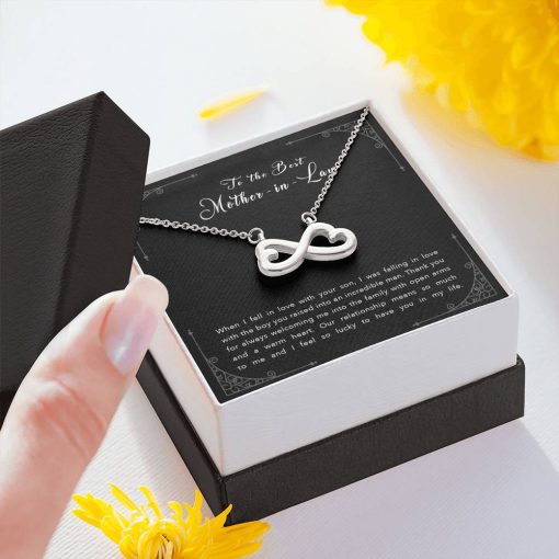 To The Best Mother In Law When I Fell In Love With Your Son Thank You Infinity Heart Necklace 3