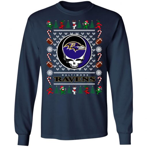 Baltimore Ravens Grateful Dead Ugly Christmas Sweater, Hoodie