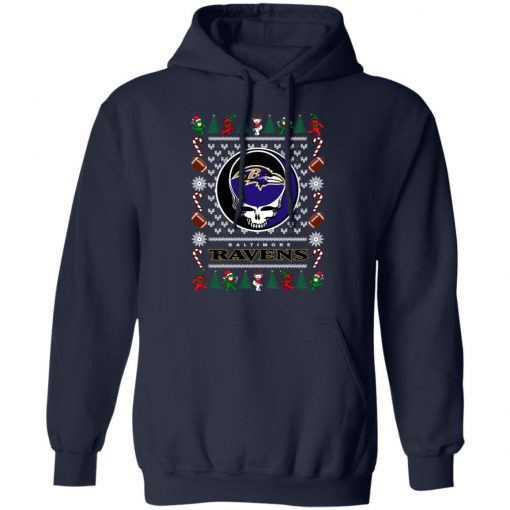 Baltimore Ravens Grateful Dead Ugly Christmas Sweater, Hoodie