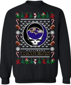 Baltimore Ravens Grateful Dead Ugly Christmas Sweater, Hoodie