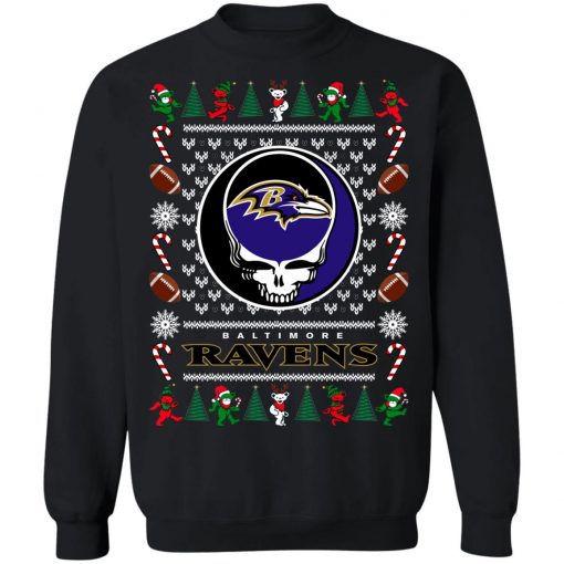 Baltimore Ravens Grateful Dead Ugly Christmas Sweater, Hoodie