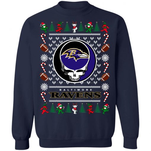 Baltimore Ravens Grateful Dead Ugly Christmas Sweater, Hoodie