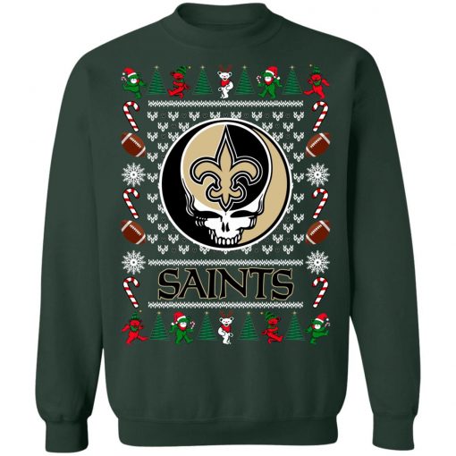 New Orleans Saints Grateful Dead Ugly Christmas Sweater, Hoodie