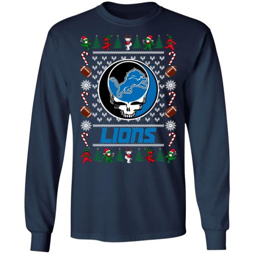 Detroit Lions Grateful Dead Ugly Christmas Sweater, Hoodie