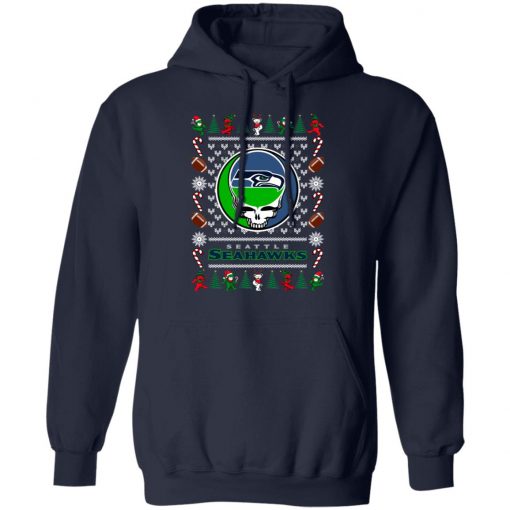 Seattle Seahawks Grateful Dead Ugly Christmas Sweater, Hoodie
