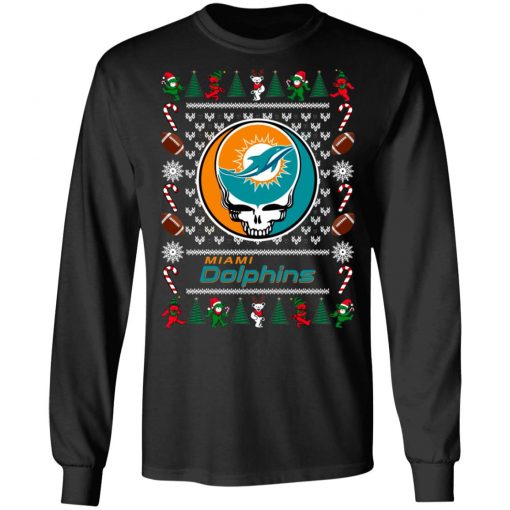 Miami Dolphins Grateful Dead Ugly Christmas Sweater, Hoodie