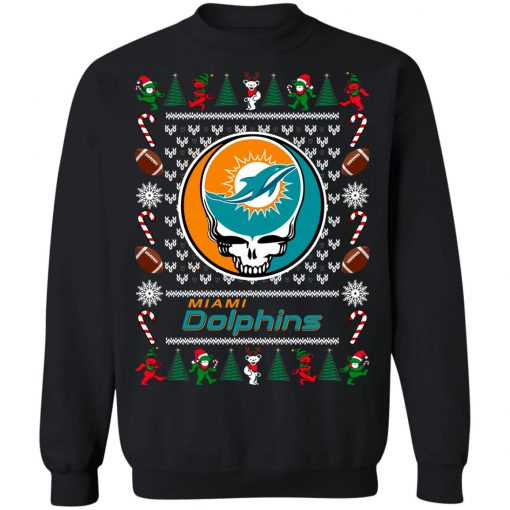 Miami Dolphins Grateful Dead Ugly Christmas Sweater, Hoodie