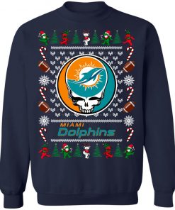 Miami Dolphins Grateful Dead Ugly Christmas Sweater, Hoodie