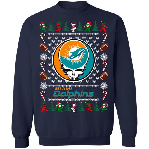 Miami Dolphins Grateful Dead Ugly Christmas Sweater, Hoodie