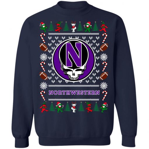 Northwestern Wildcats Grateful Dead Ugly Christmas Sweater, Hoodie