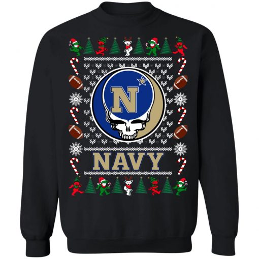 Navy Midshipmen Grateful Dead Ugly Christmas Sweater, Hoodie